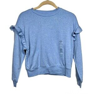Gap kids blue sweater long sleeve sweatshirt ruffle detail on sleeve size L(10)